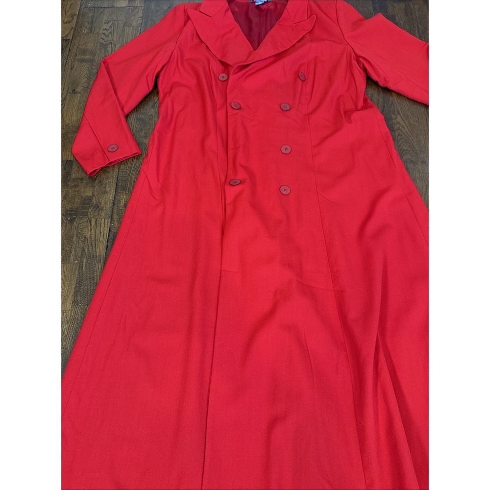 Austin Reed Red Wool Trench Coat Womens 18W Plus Double Breasted Made in USA EUC